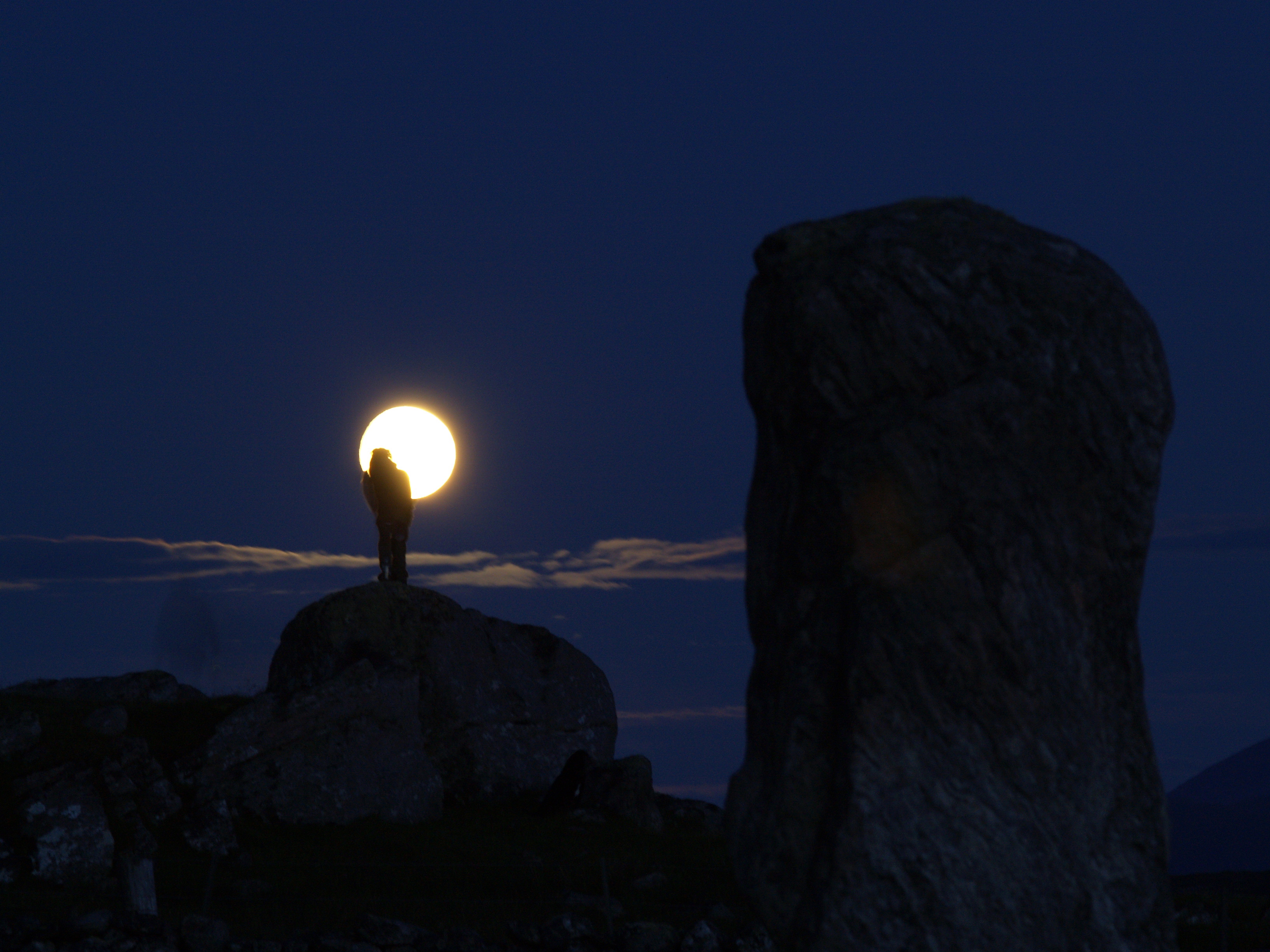 Figures Silhouetted Against The Full Moon At Callanish