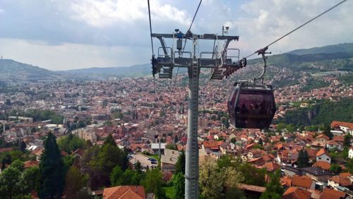View of Sarajevo from Mt Trebević cable car