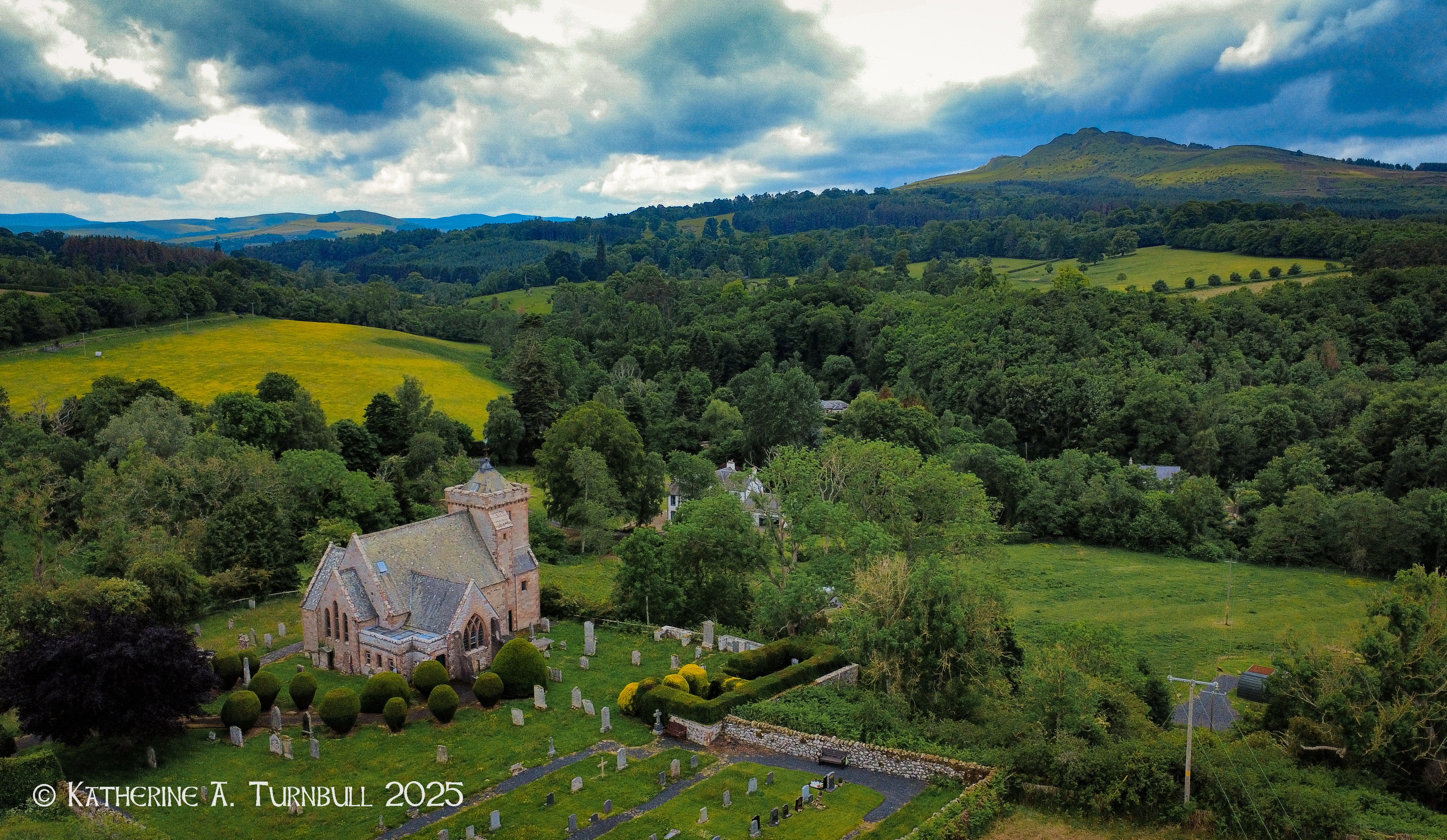 Bedrule Church Airial View South