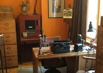 Unique home built in 1936 showing old typewriter at a desk